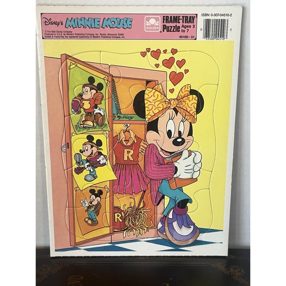 Vtg 1980s‎ Disney Minnie Mouse Frame Tray Puzzle - Picture 1 of 4